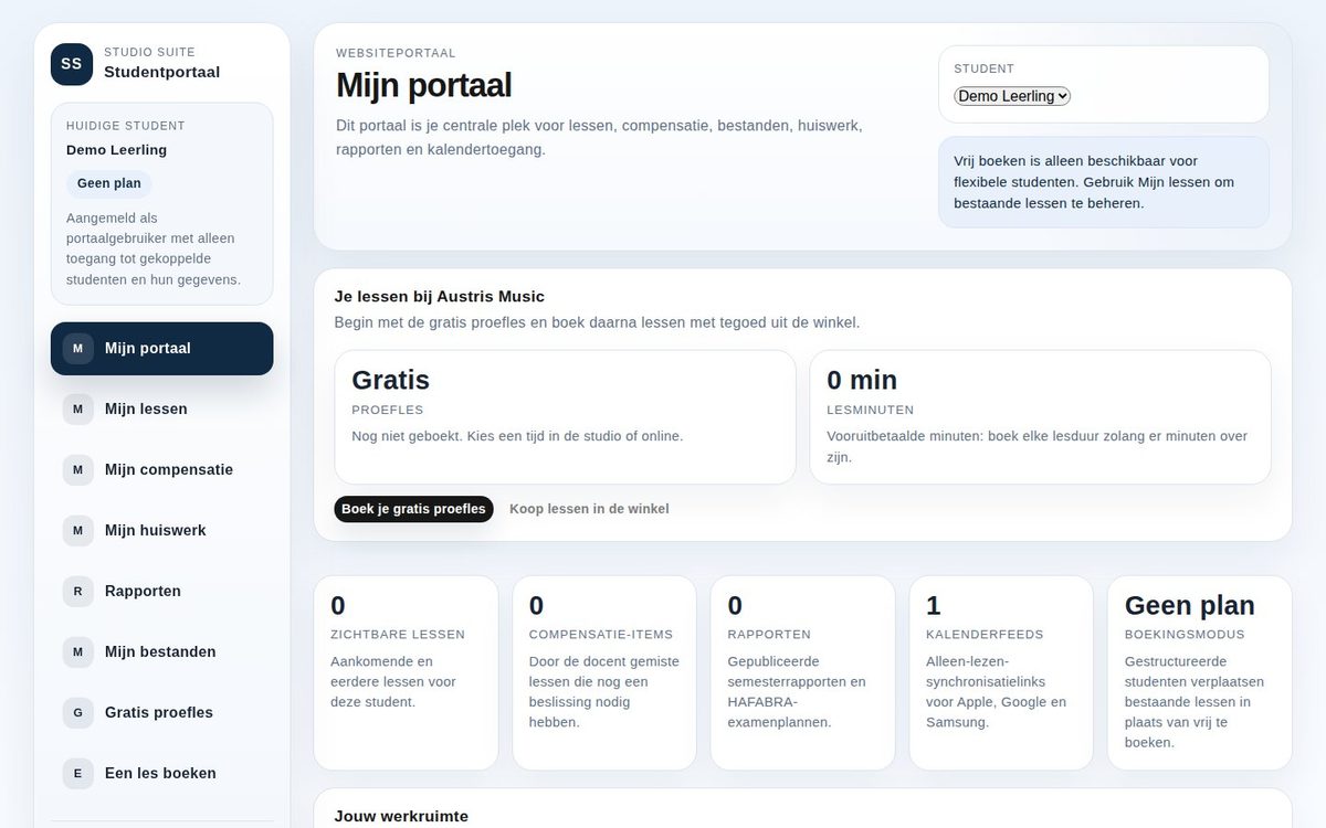 Studio Suite: Student portal: the free trial lesson and the lesson minutes
