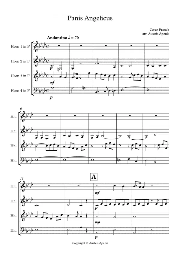 cesar franck panis angelicus horn quartet page 1