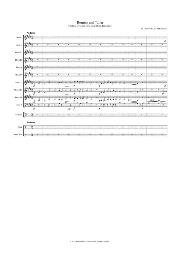 2 in 1 - P. I. Tchaikovsky Romeo and Juliet - for 8 and 10 French Horns and Percussion - Image 2